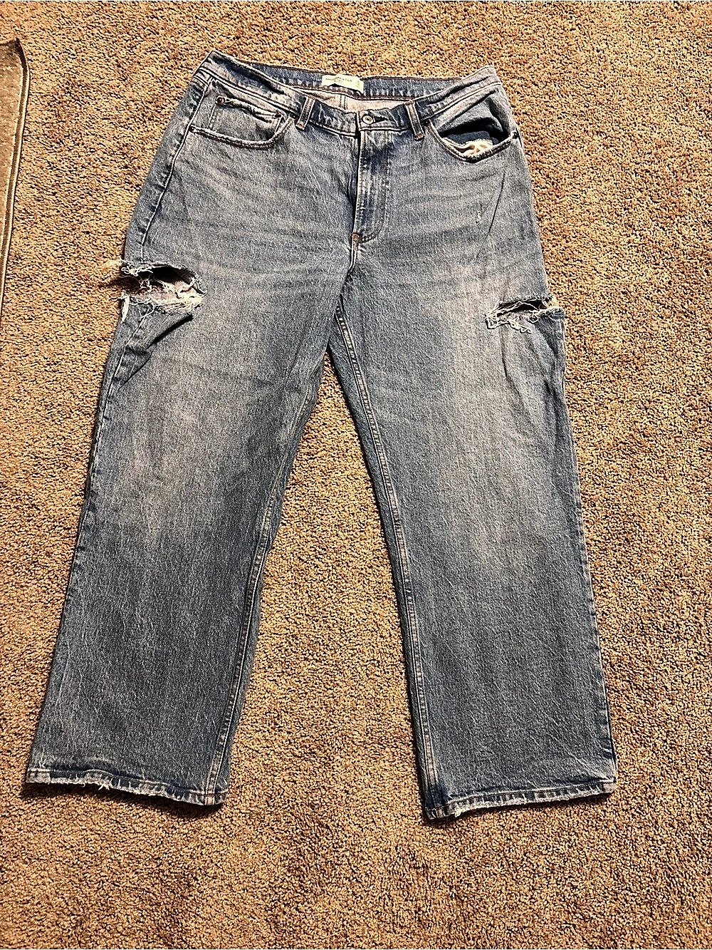 Abercrombie & Fitch The Baggy Mid Rise Jeans Blue Waist 32